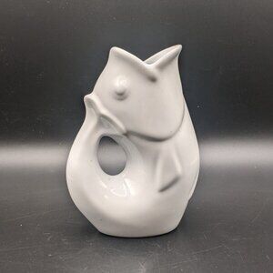 GurglePot White Fish Shaped Creamer Pitcher Vase Ceramic 6.5" 2006